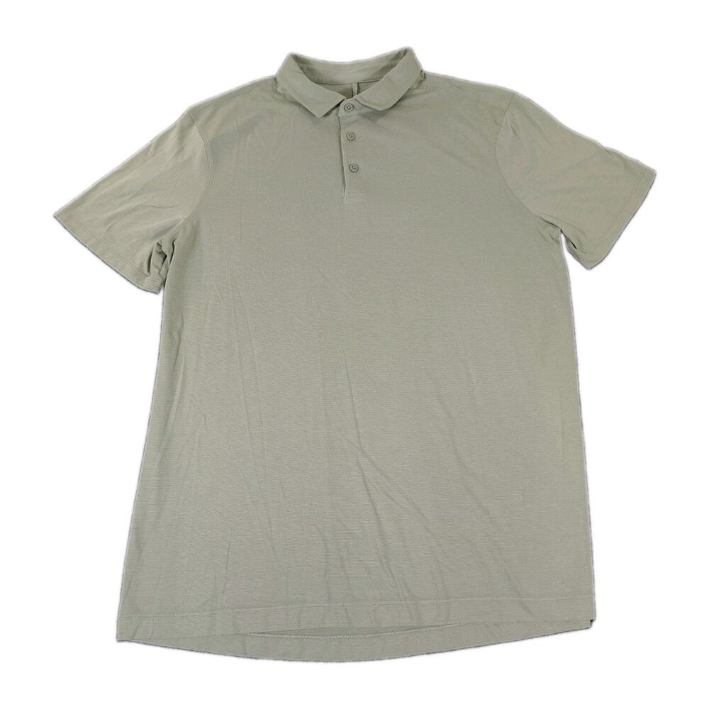 Lululemon Evolution SS Polo Shirt Men's L Sage Green Performance Stretch Active